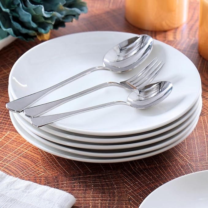 Elama Professional Kitchen 12 Piece Porcelain Dinnerware/Tableware Set (Round Salad/Dessert Plate White)