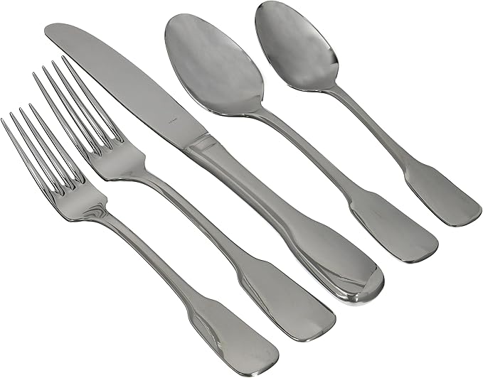 Ginkgo International Alsace 5-Piece Stainless Steel Flatware Place Setting with Hollow Handle Knife, Service for 1