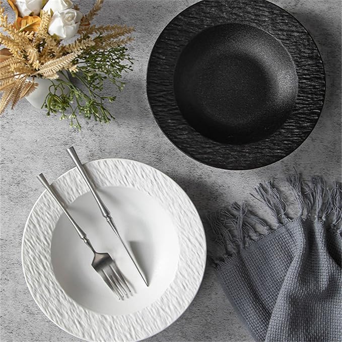 Dinner Plates Plate Simple Ceramic Plate Dinner Plate Vegetable Plate for Kitchen,Noir 10 inch