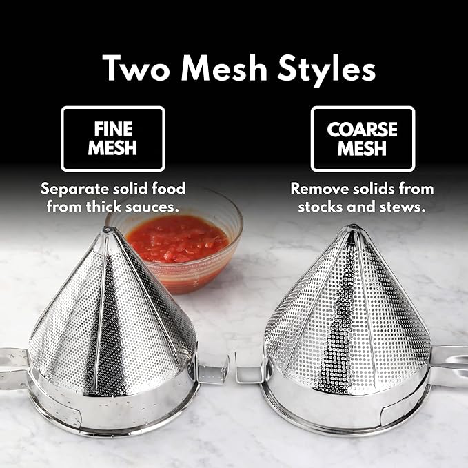 New Star Foodservice 34271 18/8 Stainless Steel China Cap Strainer, 9-Inch, Coarse Mesh