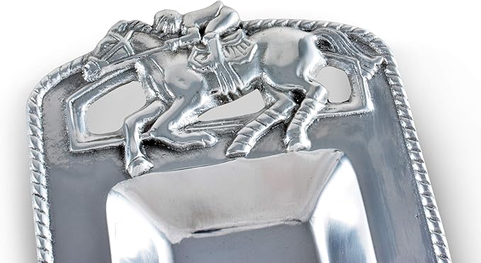 Arthur Court Metal Aluminum Thoroughbred Horse Oblong Serving Silver Tone Party Tray Equine Décor 18 inch x 6 inch