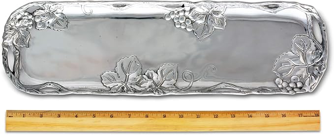 Arthur Court Designs Aluminum Metal Grape Vineyard Oblong Tray Heavy Vineyard Serving Platter 18 inch x 5.25 inch
