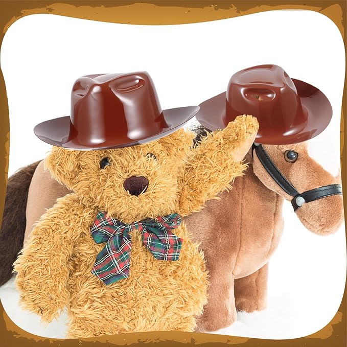 Uiifan 48 Pcs Cowboy Hats Ice Cream Bowls Snacks Yogurt Cups Cowboy Doll Hat for Crafts Dollhouse Decor Western Party Favor