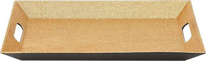 Simply Elegant Gold Glitter Rectangle Tray – 15.75 x 10.75 x 1.5 Inches, Lightweight Serving Tray, Durable Quality, High-Grade Plastic, Unbreakable, Decorative Tray