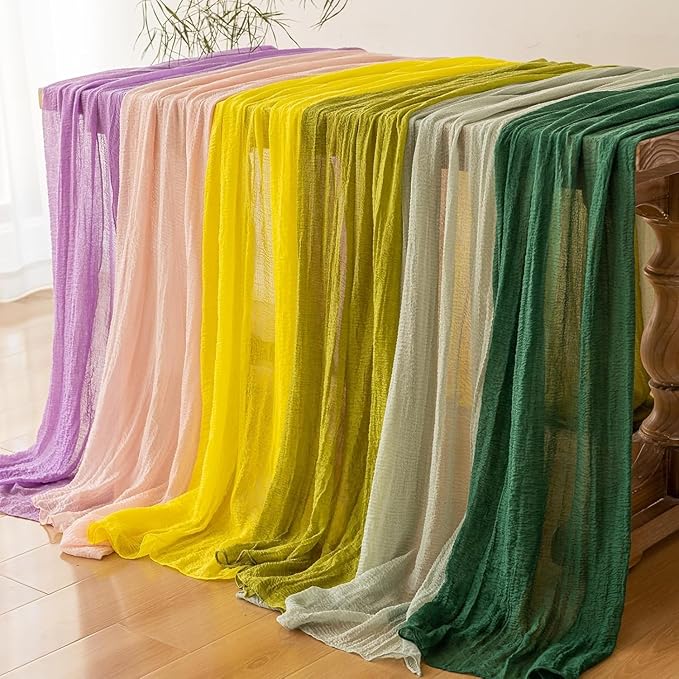 Keketoarrange Grey Gauze Rustic Cheesecloth Table Runner 120 Inch 10 FT for Wedding Baby Shower Bridal Shower Birthday Engagement Garden Outdoor Party Long Sheer Boho Decorations