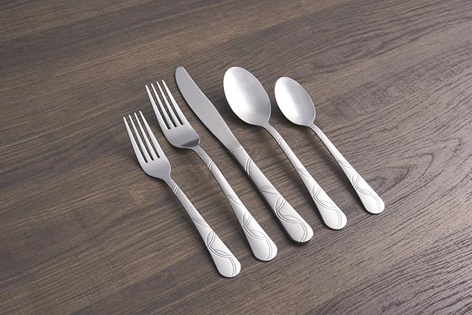 Cambridge 174720CSLG12DS Felicity Sand 20-Piece Flatware Set, Service For 4