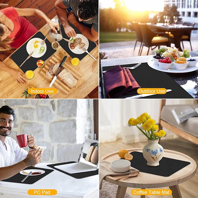 Bacgnyer Placemats Set of 6, Placemat with Coasters Heat Stain Scratch Resistant Non-Slip Waterproof Oil-Proof Washable Wipeable Outdoor Indoor for Dining Patio Table Kitchen Decor and Kids
