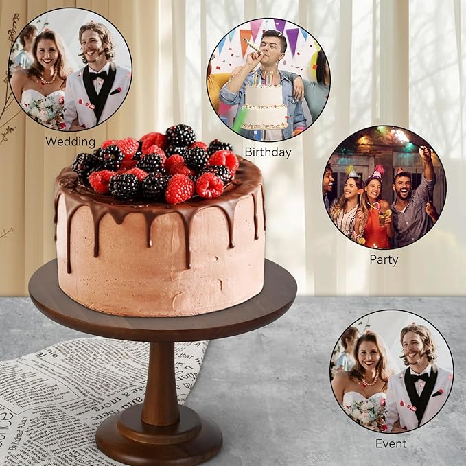 Rustic Cake Stand, 3 Sets Wood Cake Stand Set Wooden Round Cupcake Stand for Wedding Birthday Party Decor Dessert Cookie Serving Tray Pie Plate Holder Farmhouse Style