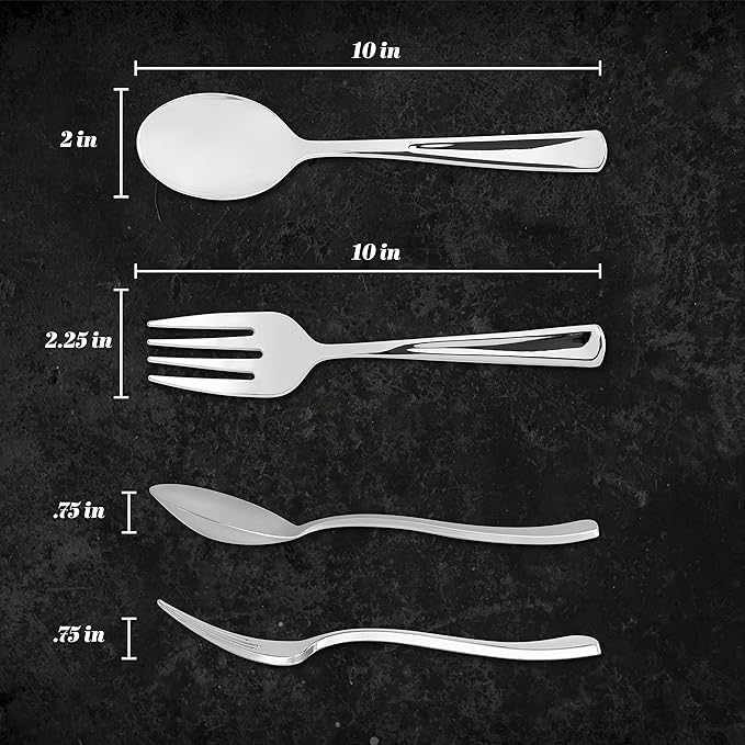 Plasticpro Disposable Plastic Silver Serving Utensils 6 Serving Forks & 6 Serving Spoons Durable Heavy Duty Premium Serving Utensils Silver 6 Sets