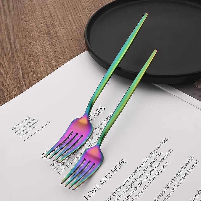 18/10 Stainless Steel Matte Flatware Set (4, Rainbow)