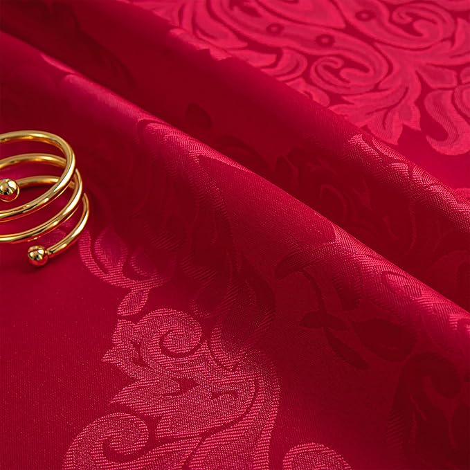 Rectangle Table Cloth Linen Farmhouse Stainproof Waterproof Washable Polyester Oblong Rectangular Fabric Table Cover for Kitchen Dining Dinner (red, 70" (Round))