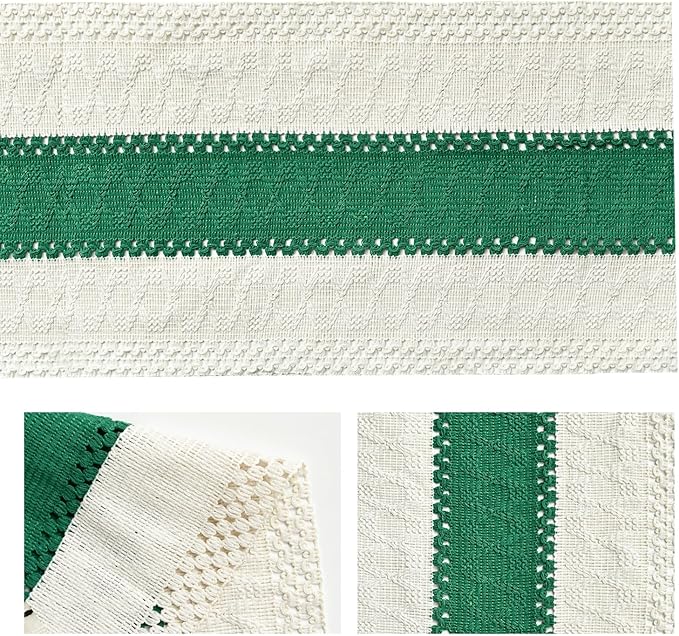 Artoid Mode Dark Green Farmhouse Rustic Table Runner, Seasonal Christmas Holiday Hollow Kitchen Dining Table Decoration for Home Party Decor 12x72 Inch
