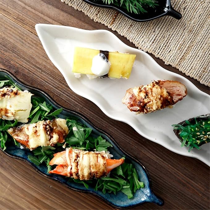 Snack Plate Ceramic Appetizer Plate Fast Food Plate Sushi Plate Fruit Set Plate Leaf-Shaped Tableware Snack Plate Sauce Plate Snack Tray (Color : B)