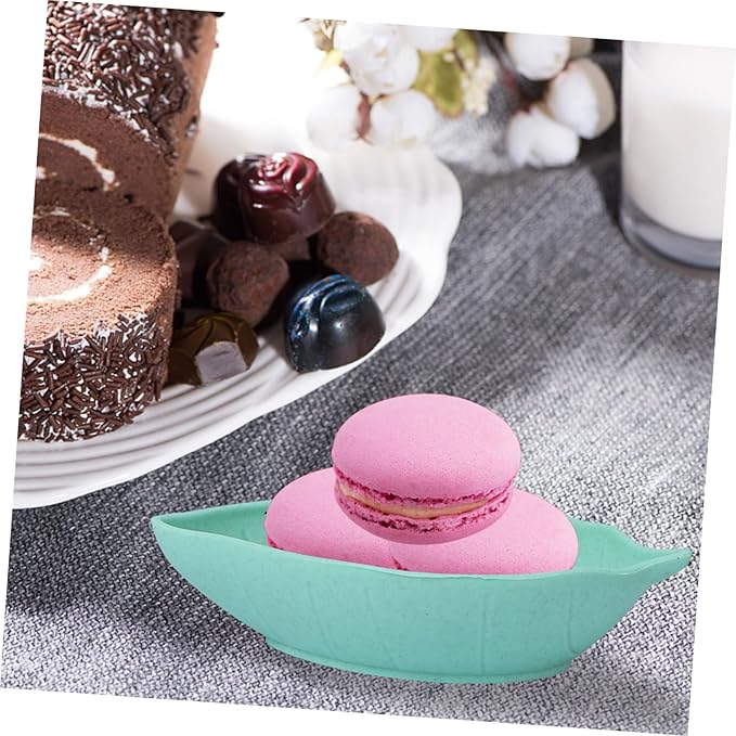 Luxshiny 16Pcs Leaves Shaped Appetizer Plates Multi Purpose Seasoning Dish for Condiments Snacks Vinegar Portable Kitchen Tableware for Home Restaurant Use Random Color