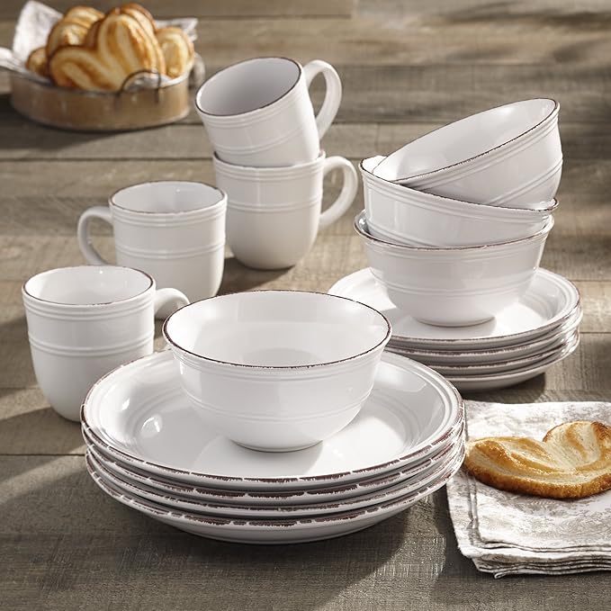 American Atelier 16 Piece Madelyn Dinnerware Set, White