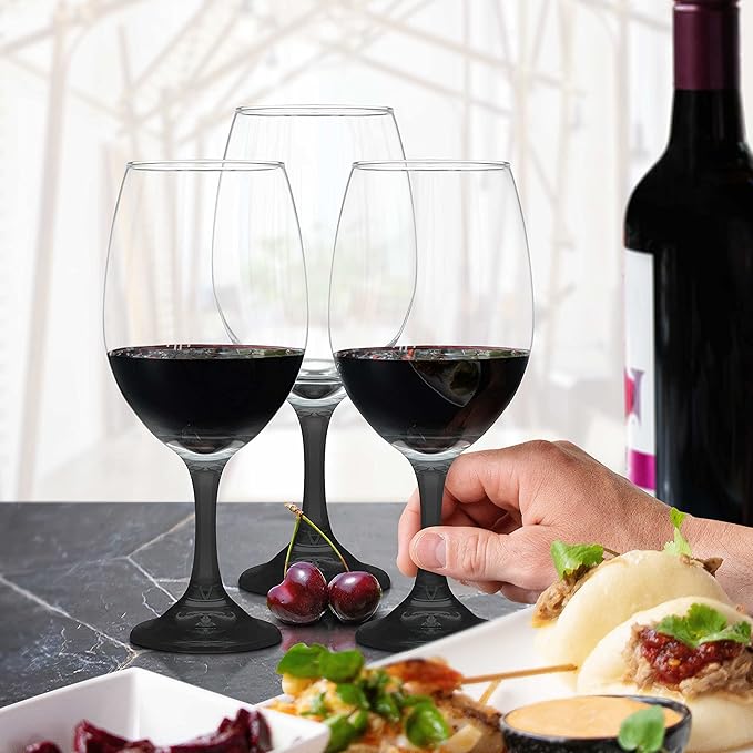DISCOUNT PROMOS Rioja Grand Wine Glasses 20.75 oz. Set of 10, Bulk Pack - Perfect for Hotel, Bar, Restaurant or Lounge - Black