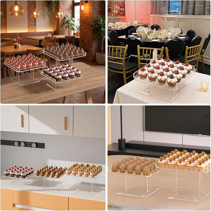 3 Tiered Serving Tray Set for Entertaining, 12" Acrylic Dessert Table Display Set, Cupcake Stand Buffet Risers for Wedding Birthday Party Baby Shower (Extra Large)
