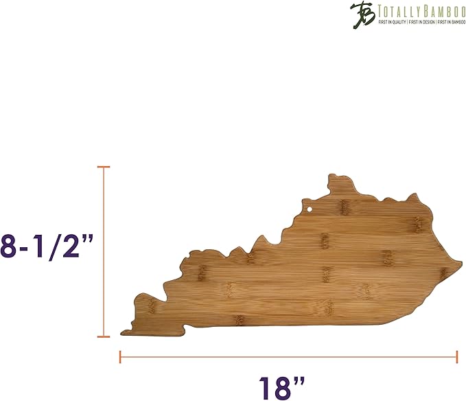Totally Bamboo Kentucky State Shaped Bamboo Serving and Cutting Board