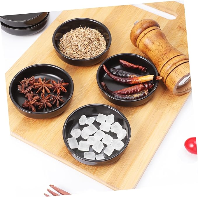 VOSAREA 6pcs Ceramic Sauce Dishes Japanese Appetizer Plates for Sushi Versatile Condiment Bowls Elegant Design for Dipping Sauces for Family Meals and Restaurants