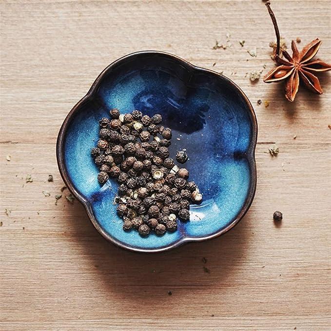 Sauce Dish Creative Plum Blossom Shape Plate Ceramic Tableware Household Dipping Sauce Dish Restaurant Barbecue Dipping Dish Snack Plate(A)