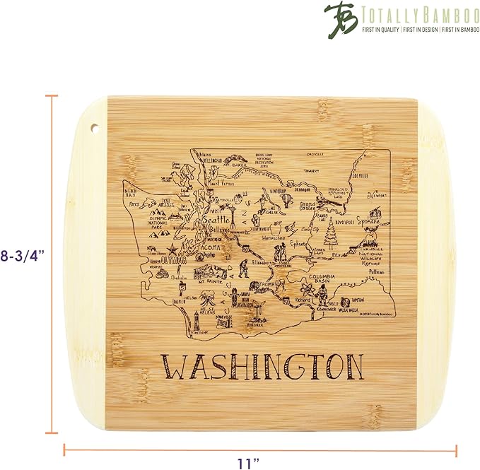Totally Bamboo A Slice of Life Washington State Serving and Cutting Board, 11" x 8.75"