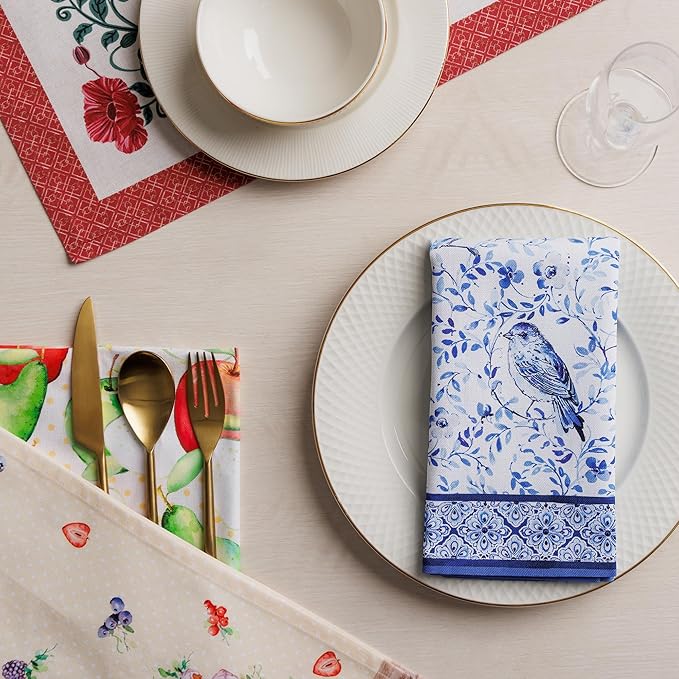 Maison d' Hermine Cloth Napkins Set of 4 100% Cotton Soft & Durable Everyday Reusable Square Napkins Cloth Washable, Dinner, Cocktail Party, Wedding, Restaurant (Dutch Base, 18" x 18")