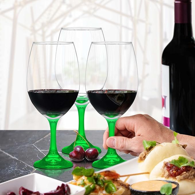 DISCOUNT PROMOS Rioja Grand Wine Glasses 20.75 oz. Set of 10, Bulk Pack - Perfect for Hotel, Bar, Restaurant or Lounge - Green