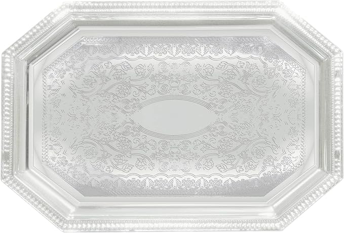 Winco Serving Tray, Octagonal 14" x 20", Chrome Plated