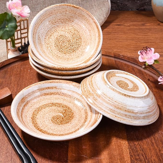 Japanese Ceramic Sauce Dish Set of 6 Porcelain Sushi Dishes Sauce Cups for Dipping (6)