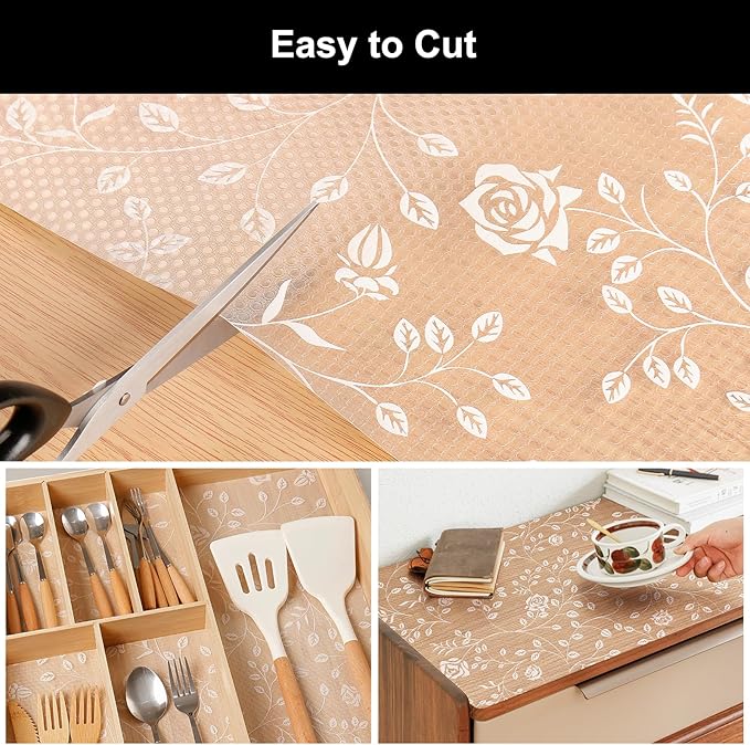 Cooyes Shelf Liner – Premium Non-Adhesive Cabinet & Drawer Liner for Kitchen – Waterproof Shelf Paper with Modern Pattern – Durable EVA Cabinet Mat – Easy to Cut (23.6" W x 236" L)