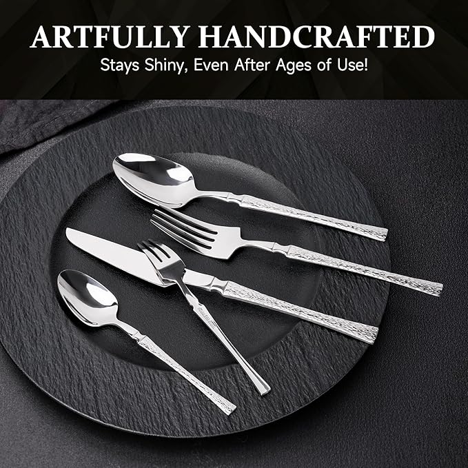 Silverware Set for 8, Silverware Set 40 Piece Cutlery Set, Stainless Steel Flatware, Forks and Spoons Silverware Set for Flatware Set for 8, Be Suitable for Home, Restaurant, Wedding, Party