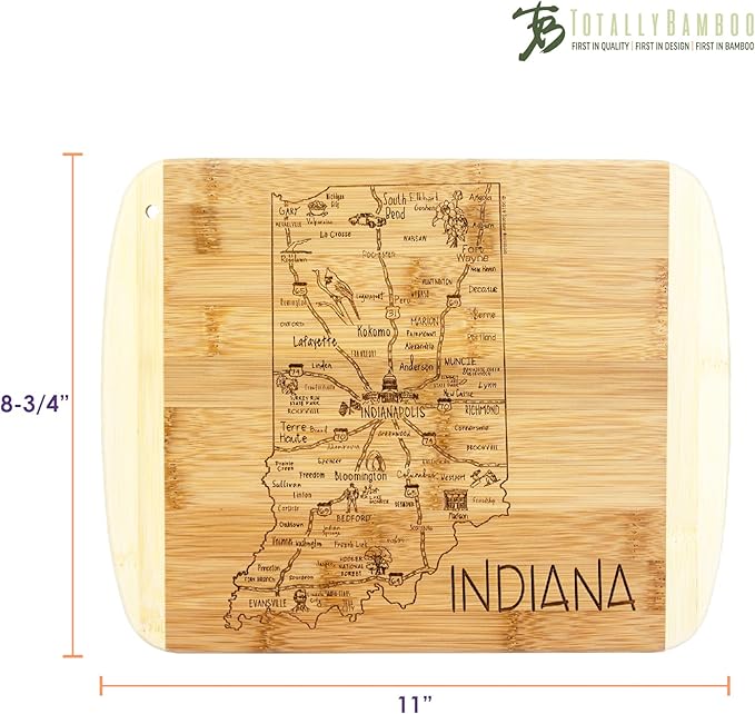 Totally Bamboo A Slice of Life Indiana State Serving and Cutting Board, 11" x 8.75"