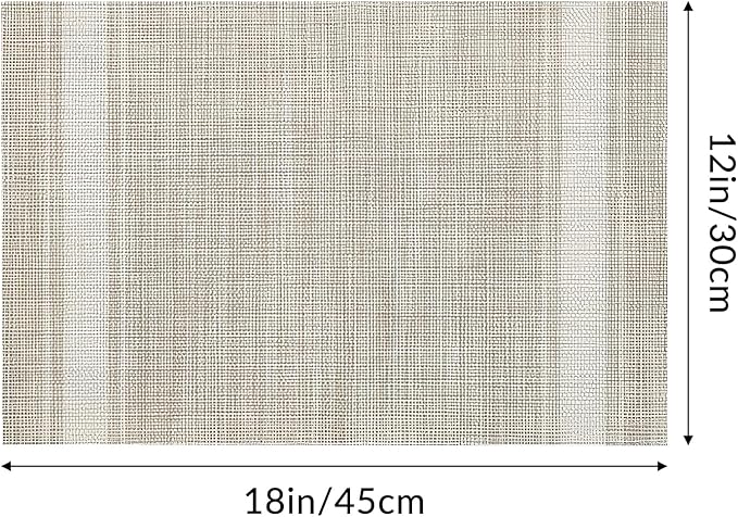 Plastic Woven Place Mats,Non-Slip,Set of 6,Waterproof Wipeable Dining Table Mats for Kitchen Table Indoor/Outdoor,White