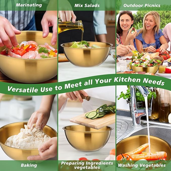 12 Pcs 1.5qt Stainless Steel Mixing Bowls with Graduations Bulk Metal Salad Mixing Bowl with Scale Nesting Metal Prep Reusable Baking Cooking Food Soup Storage Organizers for Kitchen Refrigerator