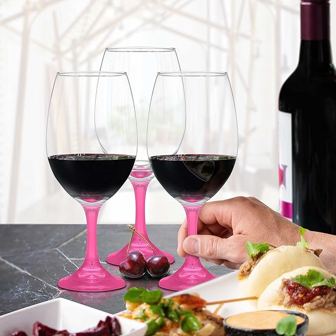 DISCOUNT PROMOS Rioja Grand Wine Glasses 20.75 oz. Set of 10, Bulk Pack - Perfect for Hotel, Bar, Restaurant or Lounge - Pink