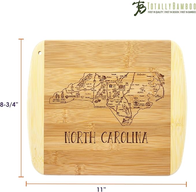 Totally Bamboo A Slice of Life North Carolina State Serving and Cutting Board, 11" x 8.75"