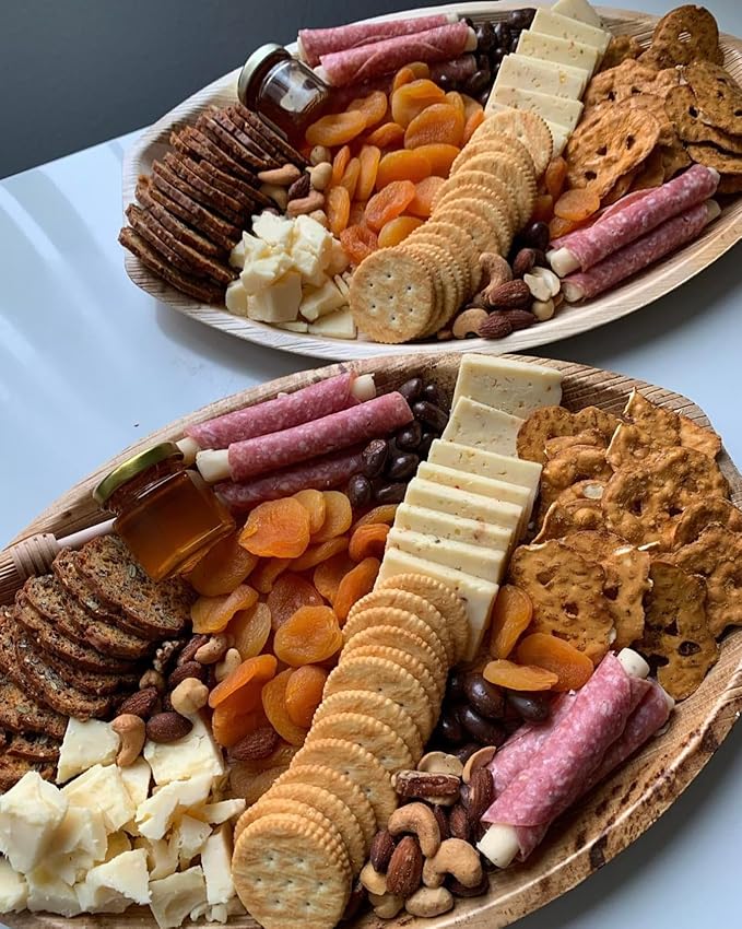 Charity Leaf Disposable Palm Leaf 15" x 10" Trays (25 pieces) Bamboo Like Serving Platters, Disposable Boards, Eco-Friendly Dinnerware For Weddings, Catering, Events