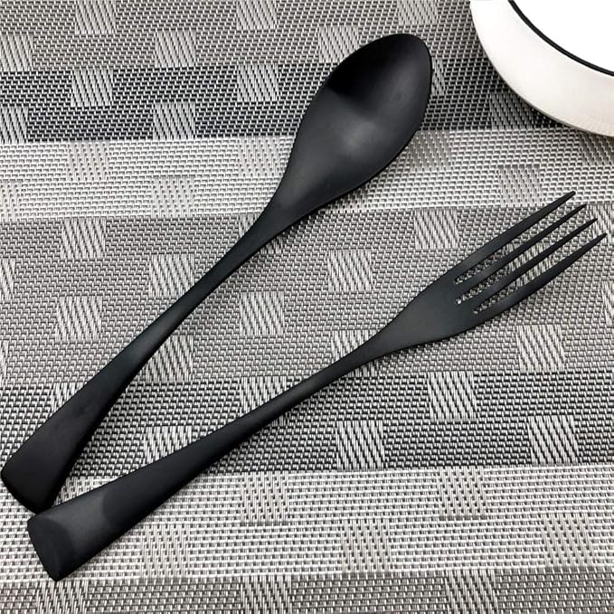 Matte Finish Polishing Black 18/10 Stainless Steel, Single Serving Flatware Silverware cutlery utensils Set,set of 6 Tea Coffee Spoon Teaspoon