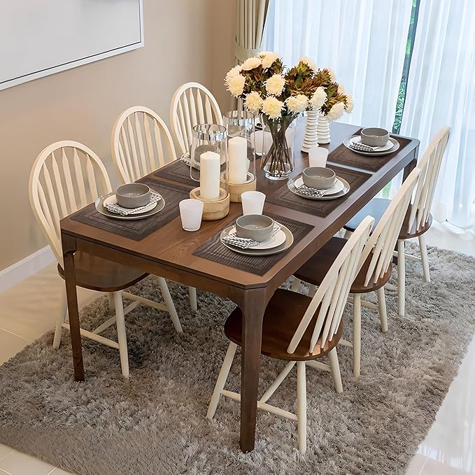 Placemats Set of 6-Heat Resistant Non-Slip Place Mats for Dining Table Kitchen, Washable Placemats Rectangular Brown