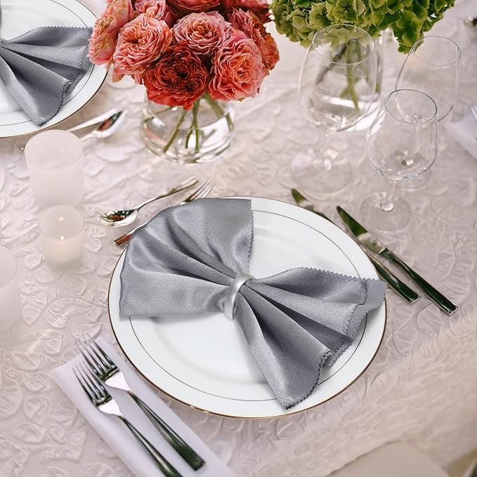 KPOSIYA Napkin Rings Set of 36, Metal Silver Napkin Rings Bulk for Table Settings, D-Shape Napkin Holders Rings for Dinner Table Decor, Easter, Fall,Thanksgiving, Christmas, Party,(Silver 36 pcs)