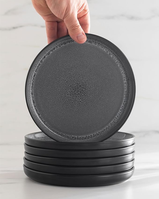 Stoneware Dinner Plates Set of 2, Large Dark Gray Tableware, Stylish & Durable, Dishwasher, Microwave & Scratch-Resistant