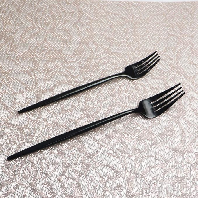 Gugrida Portable Silverware Set - 20-Piece Flatware Cutlery Set - 18/10 Stainless Steel - Mirror Polishing Black - Travel Elegant Modern Utensils - Service for 4 Include Steak Knife Dinner Fork Spoon