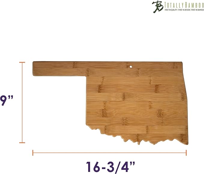 Totally Bamboo Oklahoma State Shaped Bamboo Serving and Cutting Board