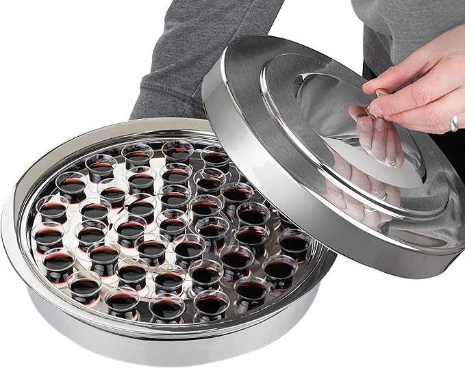 (Cup Tray) Silver Premium Communion Trays for Churches | Stainless Steel Communion Set, Supplies | 40 Cup Tray | Church Communion Ware Sets