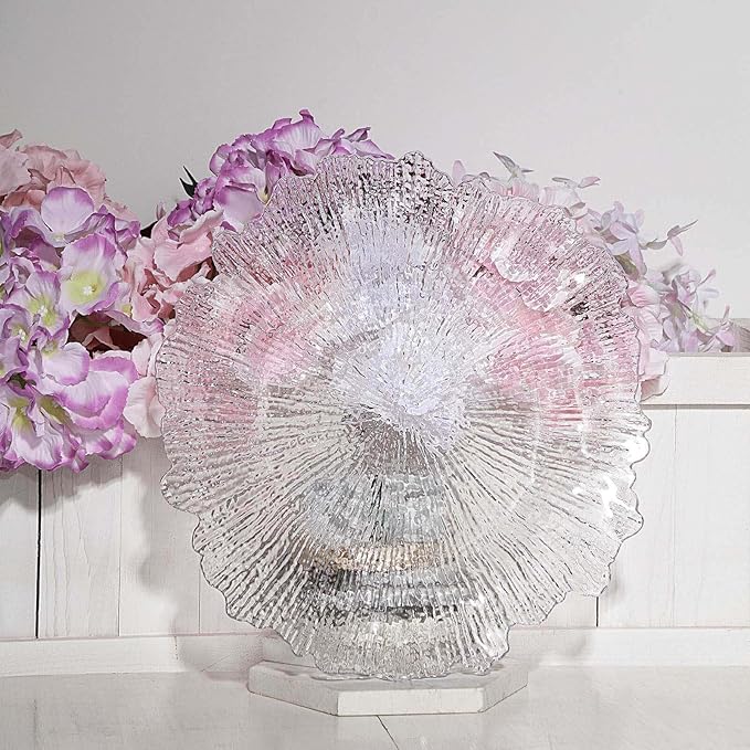 13" Charger Plates - Set of 24 - Acrylic Clear Round Reef Disposable Chargers, Ideal for Dinner Party Wedding Holiday Bulk Events