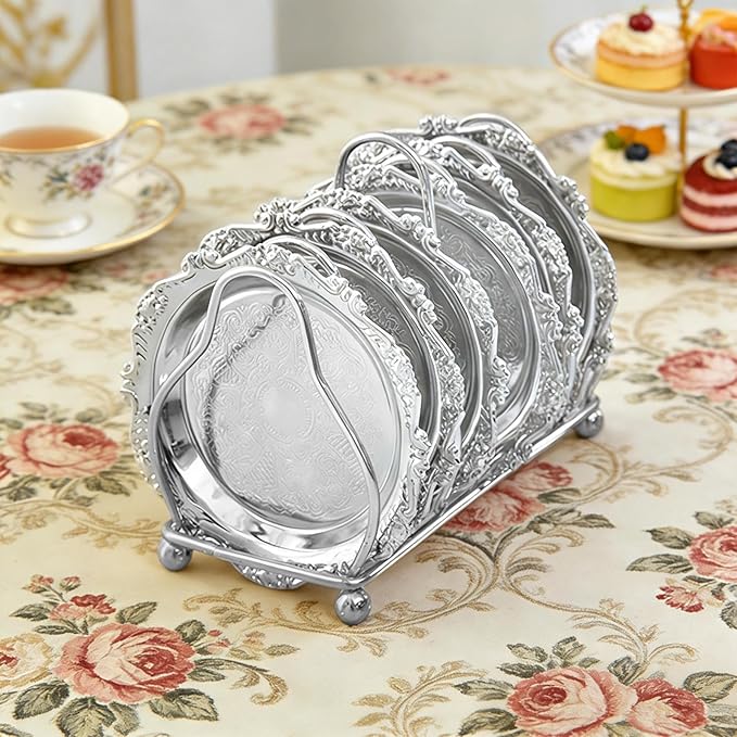 Retro Metal Serving Tray,Stainless Steel Snack Platter | Metal Serving Platters,for Homeowners Home Apartment Kitchen Dining Table Bar Office Buffet Entertainers Dinner Party Wedding
