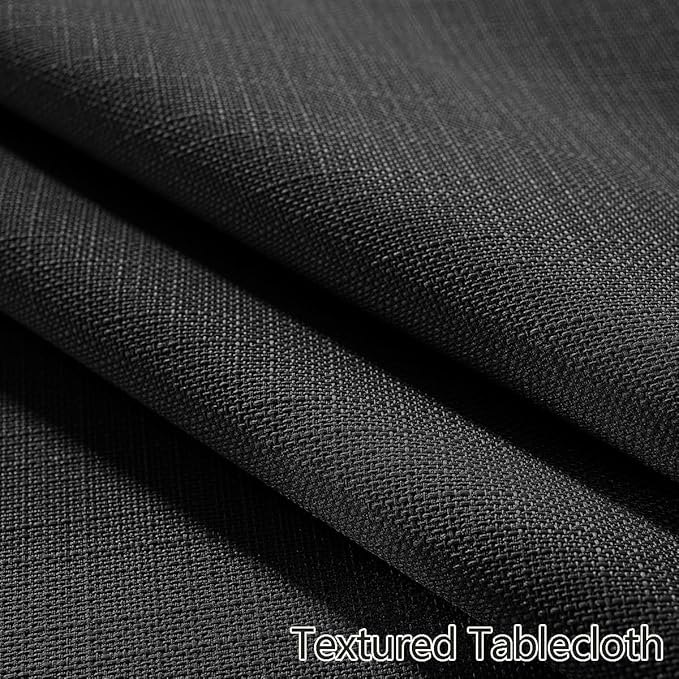 SASTYBALE Faux Linen Rectangle Tablecloth, Waterproof Washable Natural Textured Fabric Table Cloth, Soft Table Cover for Dining, Party, Wedding, Holiday, Outdoor (60 x 102 Inch Rectangular, Black)
