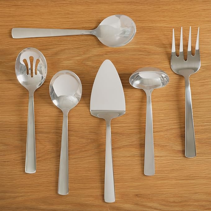 Oster Eastleigh 6-Piece Stainless Steel Hostess Set, Flatware Serving Utensil Set for Parties and Dinners, Rust-Resistant, Dishwasher Safe