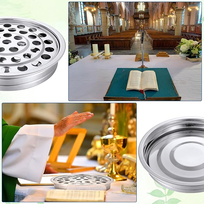 Suzile Holy Communion Trays House up 40 Cups Tary for Churches Stainless Steel Communion Plates Set, Not Included Lid(Silver)