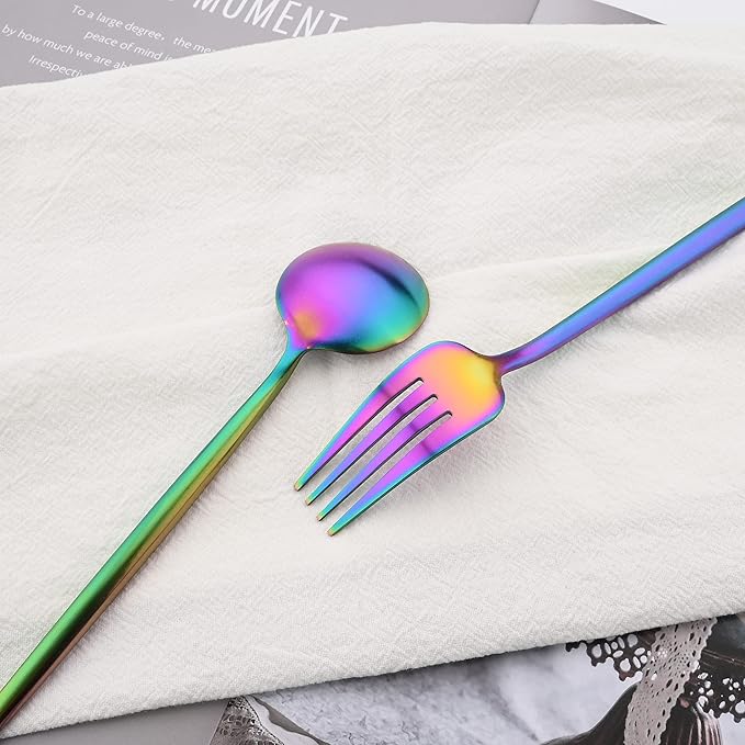18/10 Stainless Steel Matte Flatware Set (1, Rainbow)